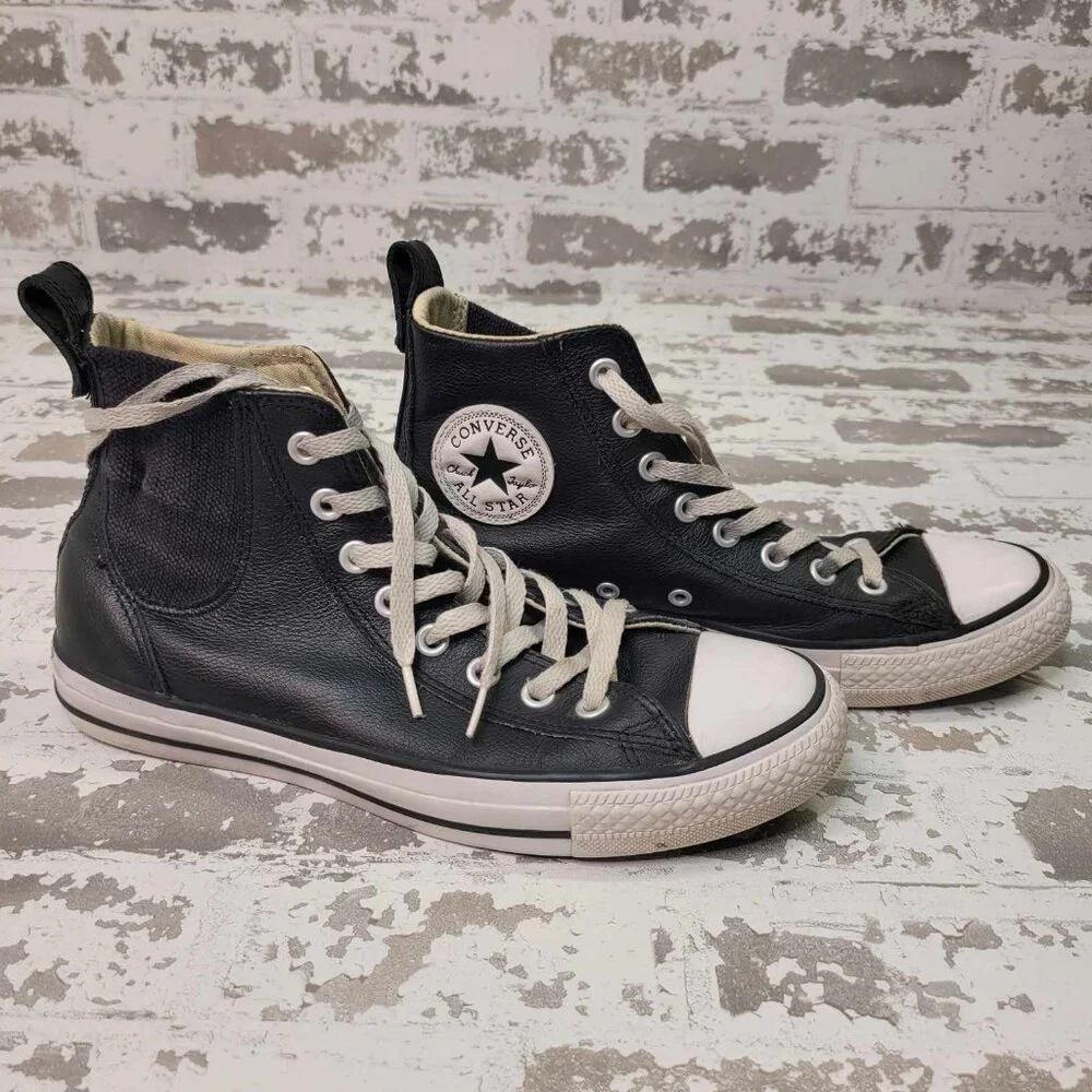 2488 Converse Chuck Taylors Black Leather Men's Size 9 - Picture 1 of 6